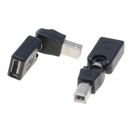 USB adapter B han til A hun, drejeligt 3D vinkelled Til montering på begrænset plads