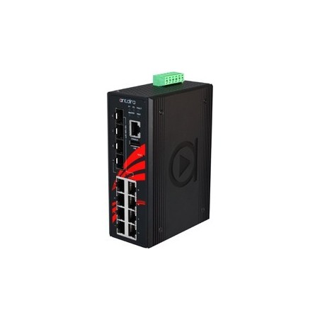 12-port industrial PoE+ managed Ethernet switch - Antaira LMP-1204G-SFP - DANBIT