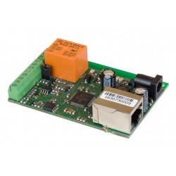 Board til fjernkontrol og måling via Internet/LAN, 1 x DI, 1 x AI, 1 x Relæ, 1-Wire føler indgang