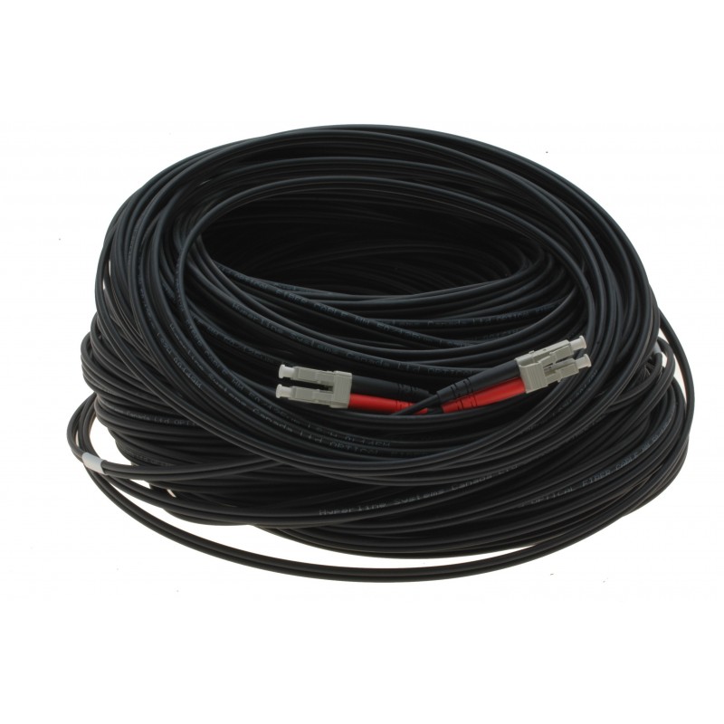 Armeret fiberkabel, Multi Mode, LC-LC, 150m, 50/125my, OM3, Sort, LSZH, Duplex