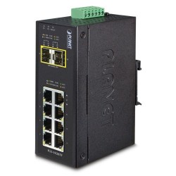 Ethernet Switch til DIN skinne - 8 x RJ45 og 2 x SFP 1000Mbit