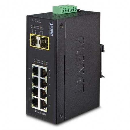 Ethernet Switch til DIN skinne - 8 x RJ45 og 2 x SFP 1000Mbit
