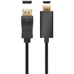 1m Displayport kabel version 1.2. DP han til HDMI han, mekanisk lås