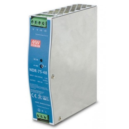 48V/1.6A, 75W AC/DC strømforsyning til DIN-skinne montering - DANBIT - PWR75-48 Mean Well