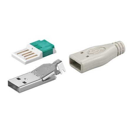 USB A hanstik til lodning og med kliksystem