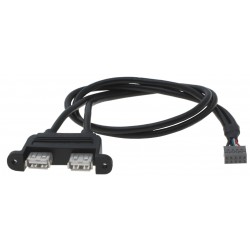 2x USB 2.0 udtag til fx panel, 2x 5-PIN intern stik, med 50 cm kabel