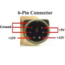 6-benet +5V/1.5A, +12V/1.8A strømforsyning, 100-240 VAC