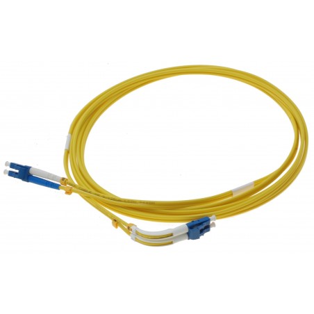Vinklet fiberkabel, Single mode, LC-LC, 3m, 9/125my, Gult, LSZH, Duplex