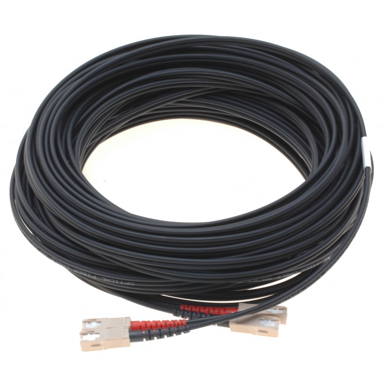 Fiberoptisk kabel med fleksibel armering af rustfrit stål - multimode SC, 150 meter