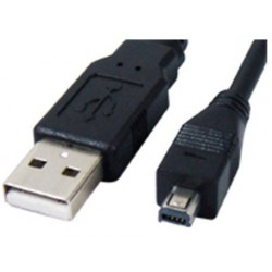 USB Ladekabel med USB2.0 han og 4-pins USB Mini B han stik, FT1 - LL114909 til Digital Camera, sort, 1,5M