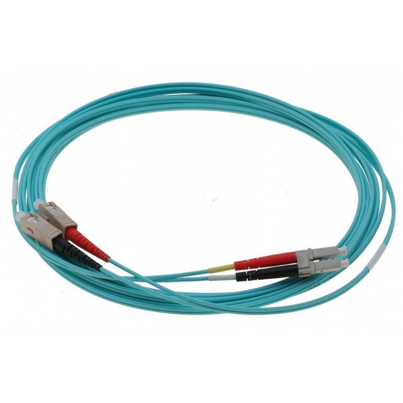 Fiber optisk omformerkabel- multimode LC-SC, 50/125µm, duplex, aqua, OM3, 2 meter