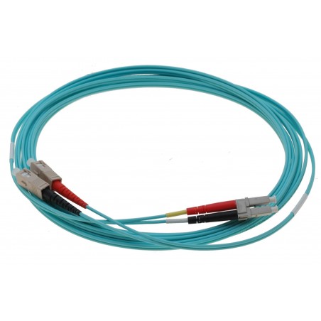 Fiber optisk omformerkabel- multimode LC-SC, 50/125µm, duplex, aqua, OM3, 2 meter