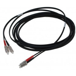 Armeret fiberkabel, Multimode, LC-SC, 3m, 62,5/125, Sort, LSZH, duplex