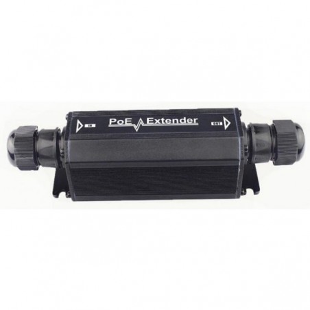 Vandtæt PoE extender - Op til 22Watt PoE effekt. 4 styk i forlængelse - 500meter. IP66 tæt.