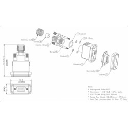 IP67 vandtæt VGA, DB15HD, HD-Sub han stik