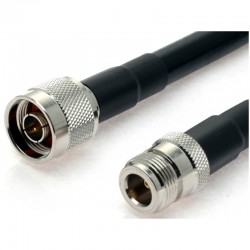 Coax cable N-male and N-female antenna cable, 50 ohm, black, 15 meters