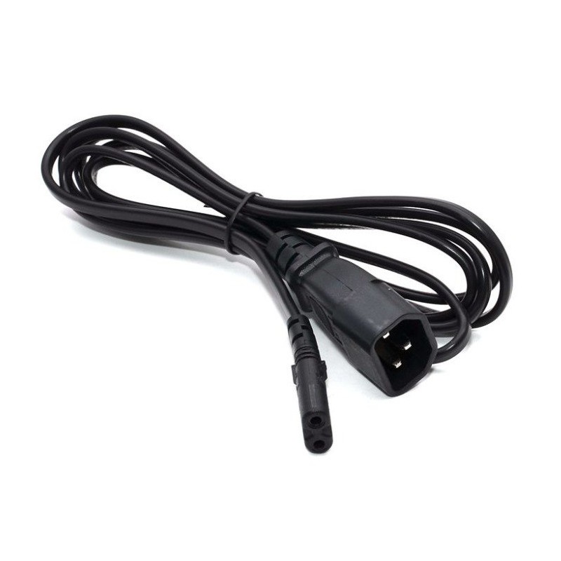 3-pole AC extension cable with C14 male and C7 8 number female connector, 1 meter PDU power cable