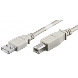 USB 2.0 Hi-Speed kabel, A han – B han, AWG28, grå, 10m