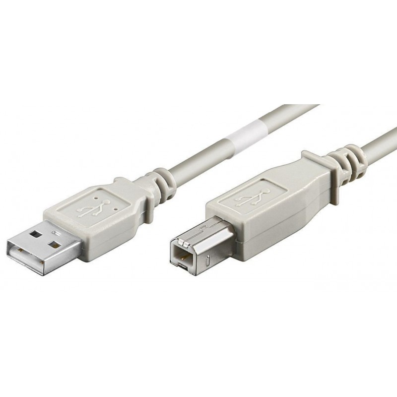 USB 2.0 Hi-Speed kabel, A han – B han, AWG28, grå, 1,5 m