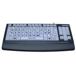 Stort Tastatur Tastatur til Synshandicappede - USB, Dansk Layout, Hvide Taster