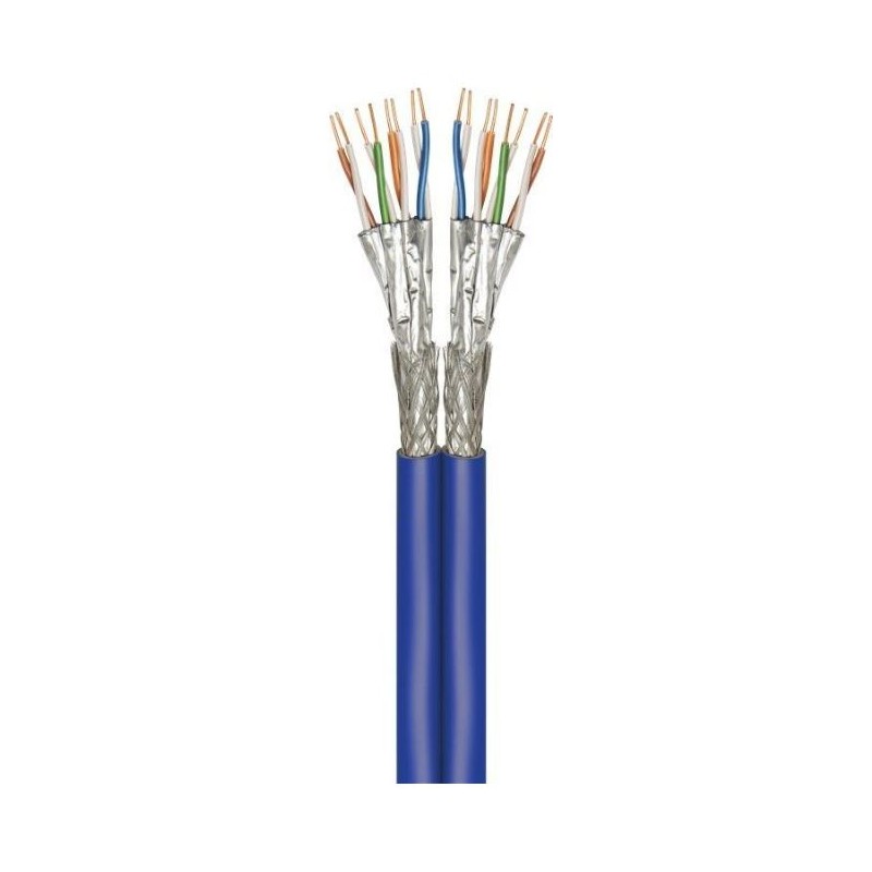 Cat 7A 500m Duplex-RJ45 S/FTP Network Cable, Blue CU, AWG 22/1 LSZH