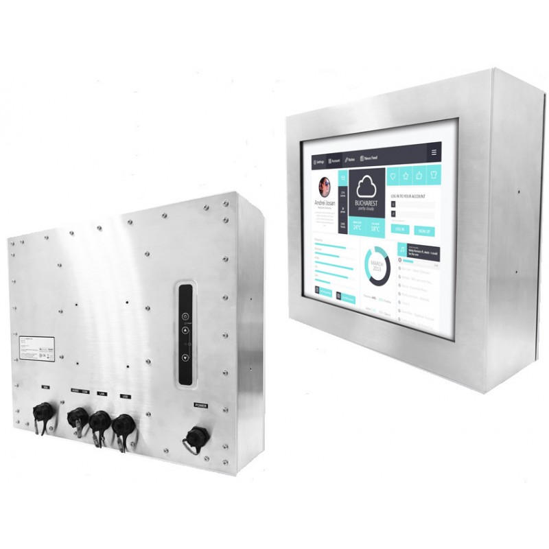 15" IP66 vandtæt skærm i stålkabinet