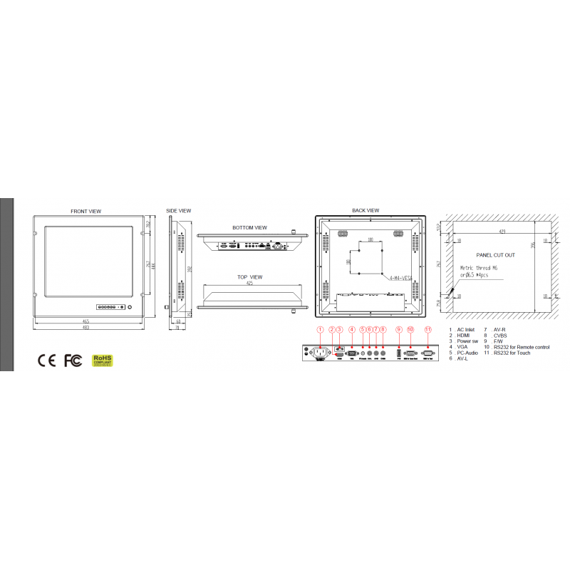 19 Marine Touch Monitor - IP65, LED Backlight, VESA Mount
