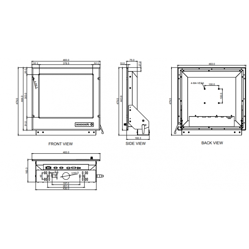 19 DNV Marine Monitor - 24Vdc, 1280x1024, IP66-klassificeret