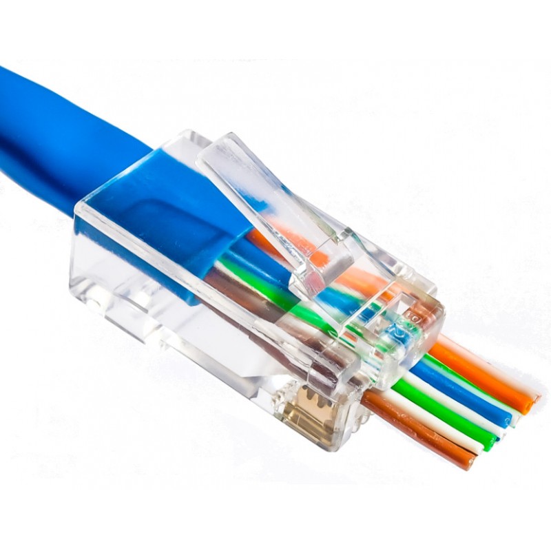 RJ45-stik til UTP Cat.5/6 med gennemgående huller | Guldbelagt