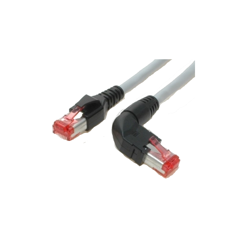 90° vinklet RJ45 Cat. 6 netværkskabel - STP - Grå - 10m - DANBIT