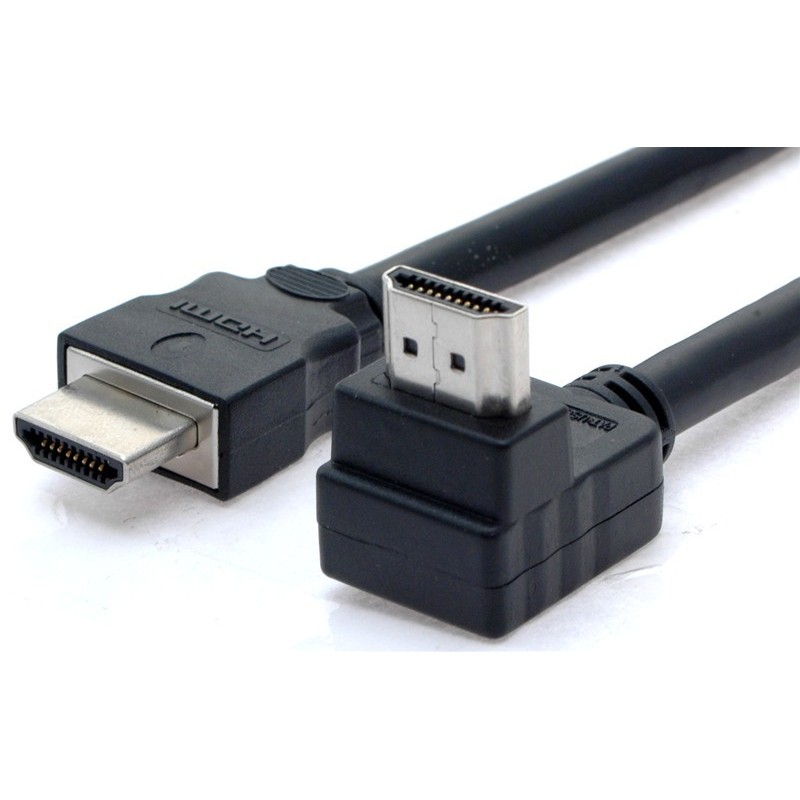 HDMI 1.4 cable. HDMI Single Link, HDMI male HDMI male. Angled 90 ° with Ethernet Cable 2 meters