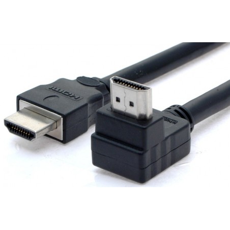 HDMI 1.4 kabel. HDMI Single Link, HDMI han HDMI han. Vinklet 90° med Ethernet-kabel 2 meter