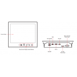 15" MOXA skærm MD-215X-T, 1280x1024, VGA, DVI-I støv og spuletæt IP66, 1000-nits - DANBIT A/S