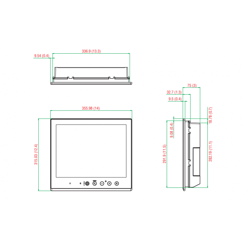 15 "MOXA screen MD-215X-T, 1280x1024, VGA, DVI-I dust and spray seal IP66, 1000-nits - DANBIT A / S
