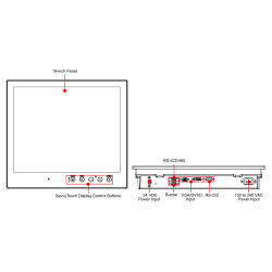 19 "LCD MOXA MD-219Z metal screen, front IP66, rear IP20, 1280x1024 - DANBIT A / S