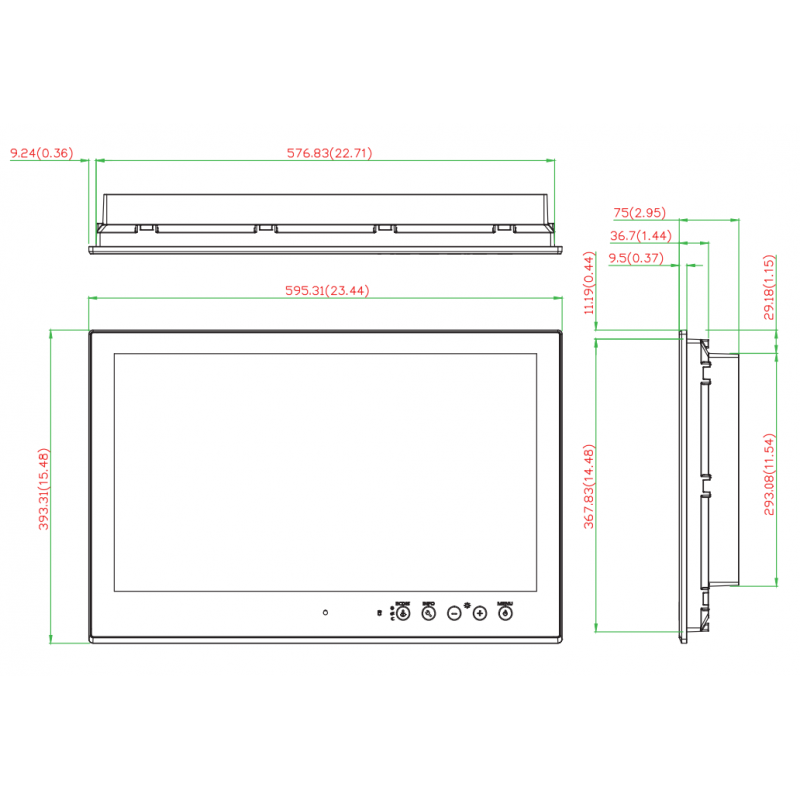 24" LCD MOXA MD-224Z capacitive-touch skærm, forside IP66, bagside IP20, 1280x1024 - DANBIT A/S