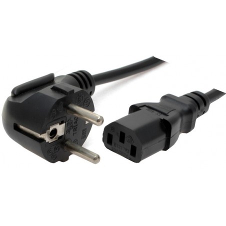 Schuko powerkabel, vinkel til IEC C-13 apparatstik hun. Må bruges i DK