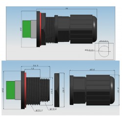 Udendørs M25 RJ45 - PCB IP67 samlestik - vandtæt RJ45 adapter til panelmontage