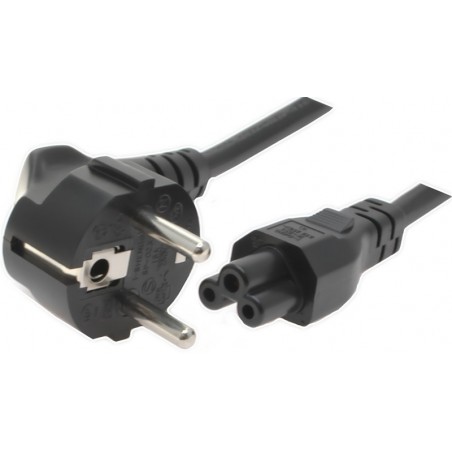Vinklet Schuko netledning CEE 7/7 (strømkabel), med Mickey Mouse stik IEC 60320 C5 - 1,8 meter EAN: 4040849680045