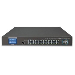 Gigabit Netværks Switch med 24 x RJ45 kobber og 4 x 10Gbps SFP. GS-5220-24T4XV