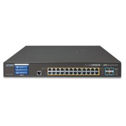 24 port Gigabit switch 10/100/1000Mbit RJ45, 4 x SFP slot for 10Gbit / 1Gbit, Managed, PoE+