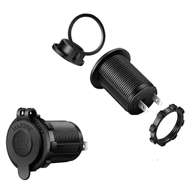 Cigarette Lighter Socket 12V 24V for Motorcycle, Car,  Boat,  Tractor. Power Outlet Socket Receptacle Waterproof Plug