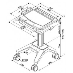 HC-300 Hospital monitor cart