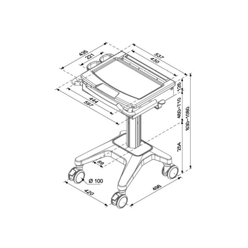 HC-300 Hospital monitor cart