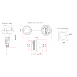 Vandtæt USB3.0 chassis-hun-stik, IP67 med hætte, 1 meter kabel. Plast.