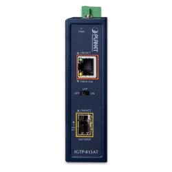 Mediekonverter 100/1000Mbit fiber SFP til RJ45 10/100/1000Mbit. PoE+ ud