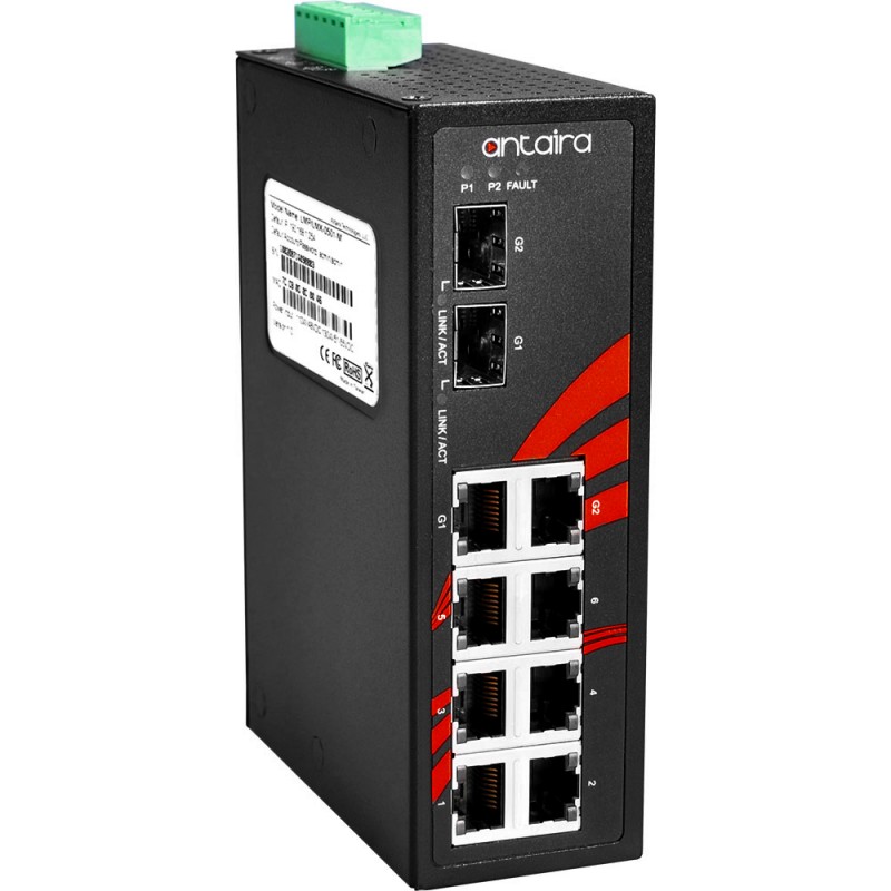 8-Port Industrial Unmannaged Switch with 2 FTP Ports