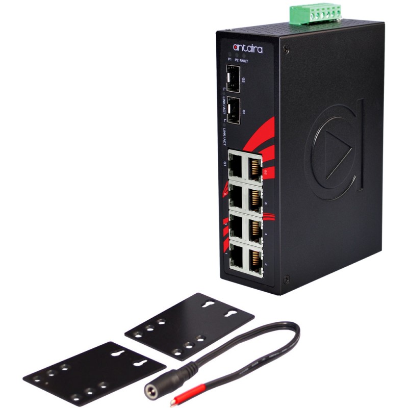 8-Port Industrial Unmannaged Switch with 2 FTP Ports