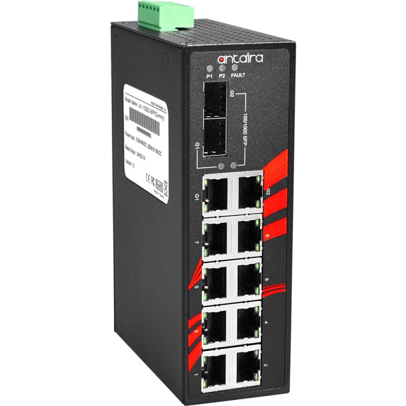 10-Ports industriel unmannaged switch, 2 FTP porte