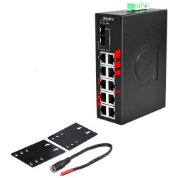 10-port industrial unmannaged switch, 2 FTP ports, EOT: -40 ° to 75 ° C